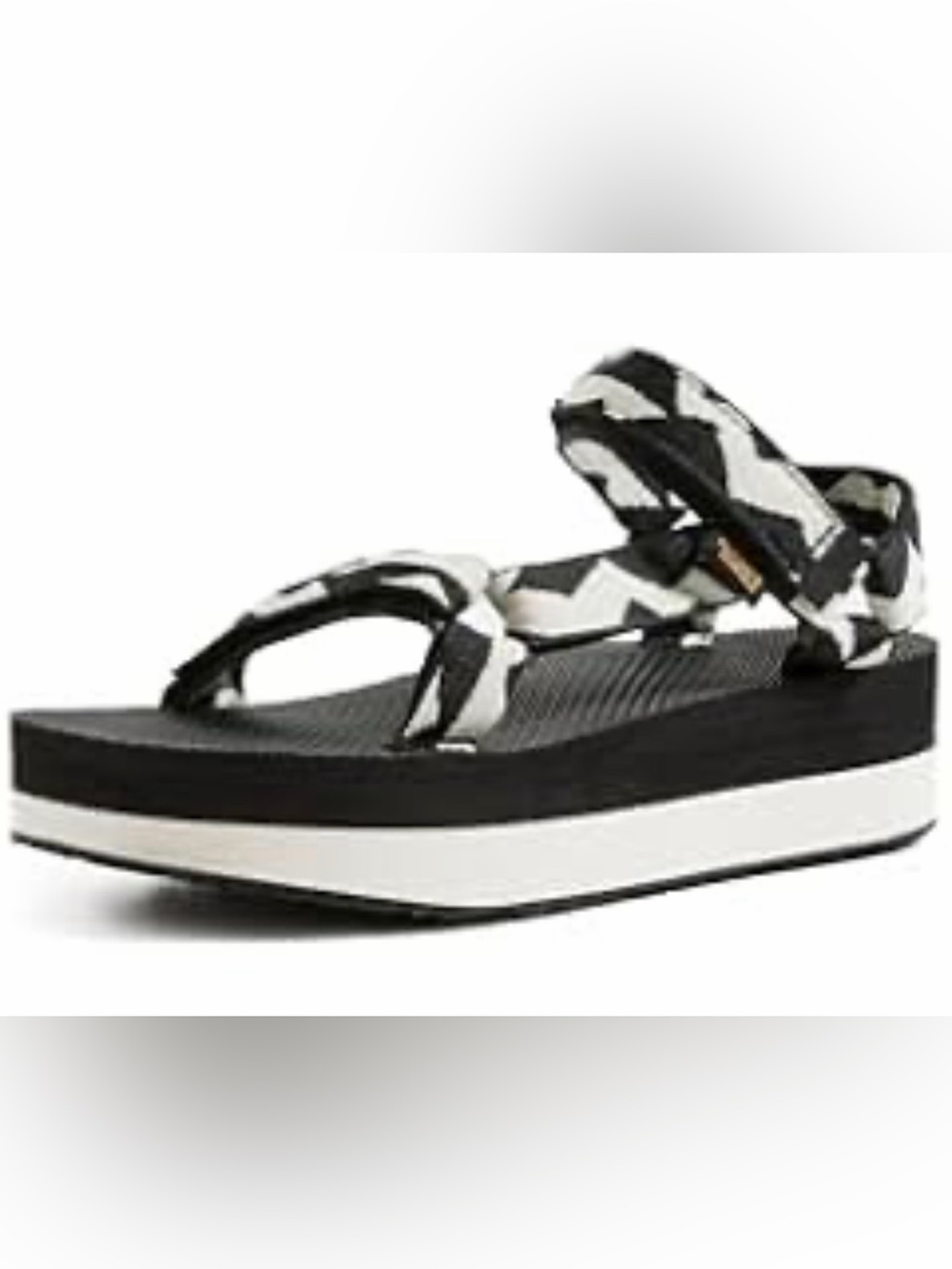 Teva Women's Flatform Black and White Patterned Platform Sandals
